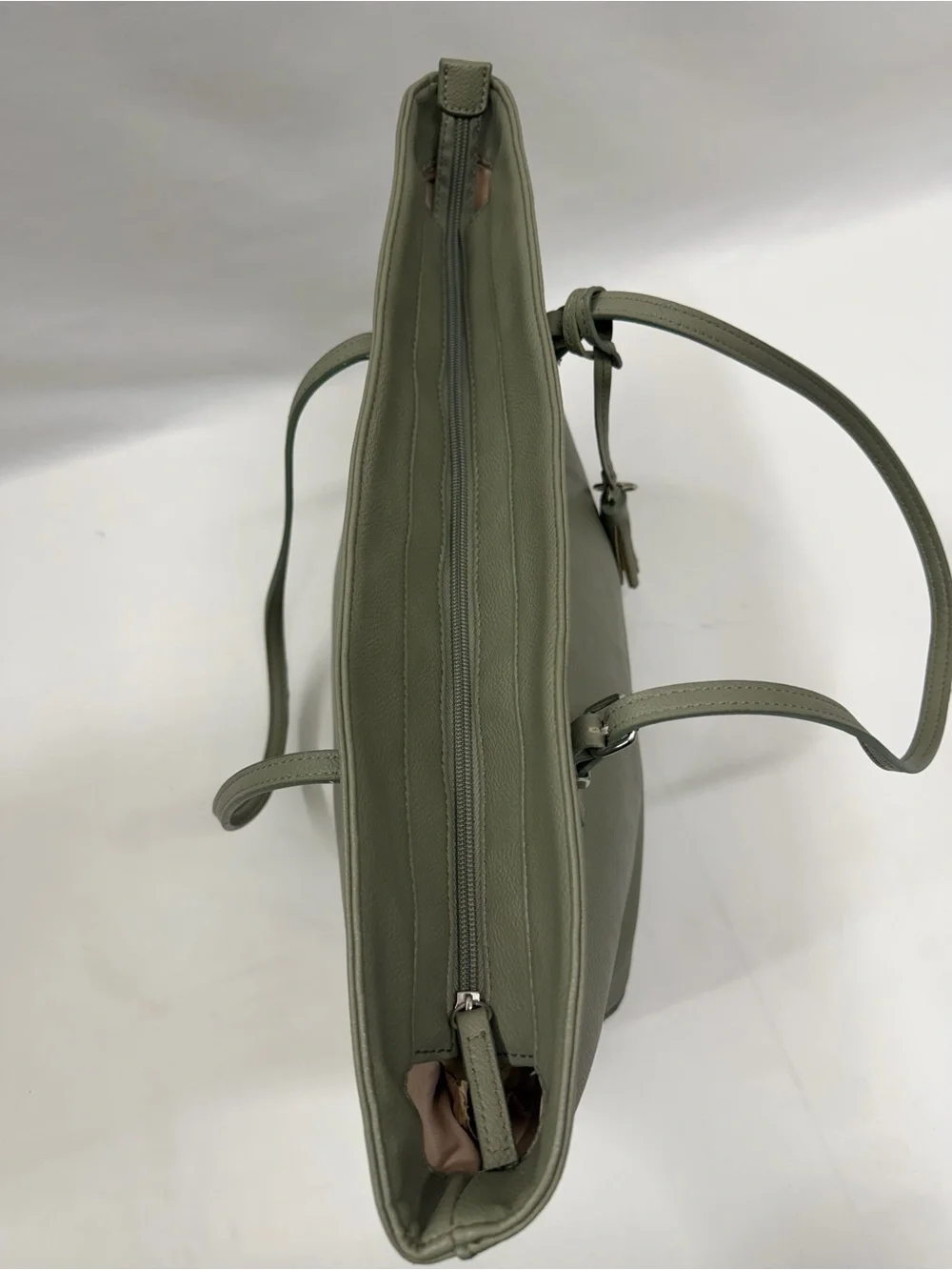 Nine West Olive Green Pebbled Tote Bag with Tassel Charm